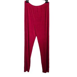Vintage Womens Slinky Pants Size Large Red Vertical Textured‎ Knit Palazzo Pants